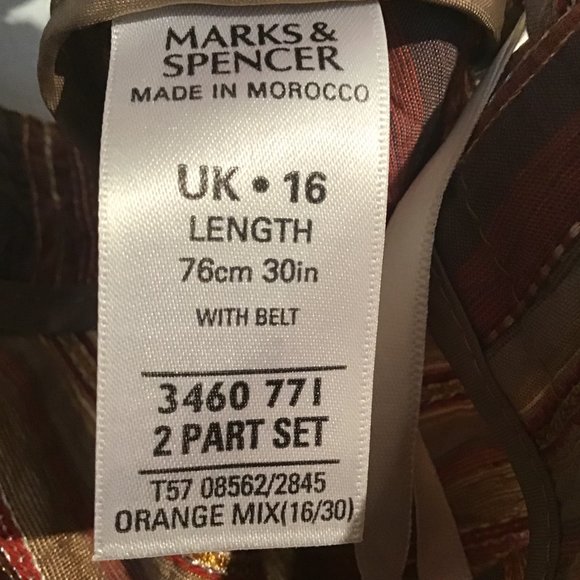 Marks & Spencer Chevron Striped A-Line Midi Skirt with Jeweled Rope Belt - Picture 9 of 10